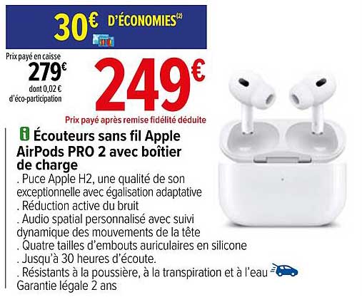 écouteurs sans fil apple airpods pro 2 avec boîtier de charge