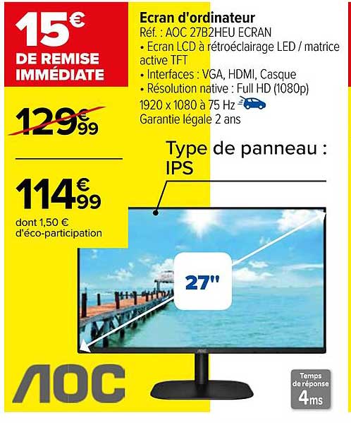 écran d'ordinateur 27" aoc