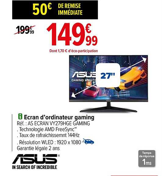 ecran d'ordinateur gaming asus