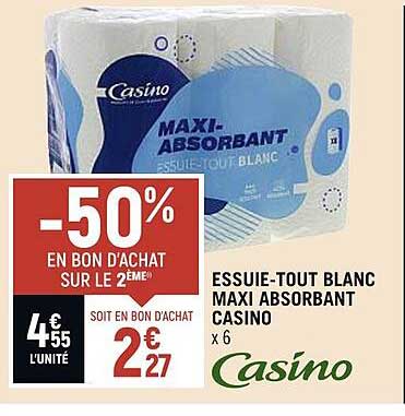 essuie-tout blanc maxi absorbant casino