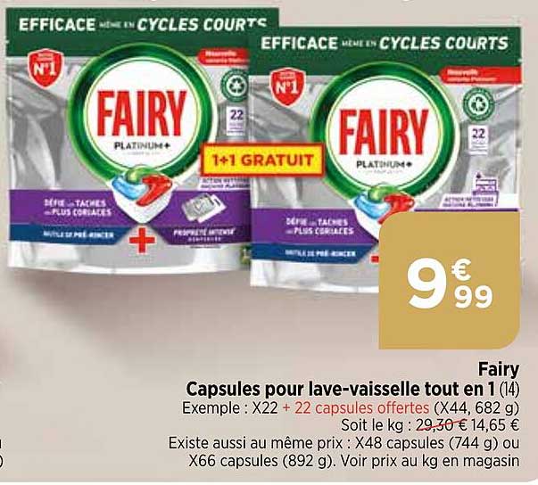 fairy capsules pour lave-vaisselle tout en 1