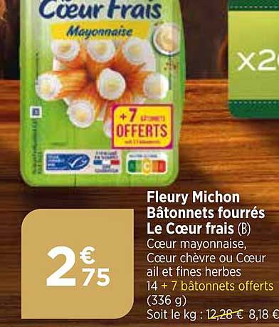 Fleury Michon Bâtonnets Fourrés Le Cœur Frais