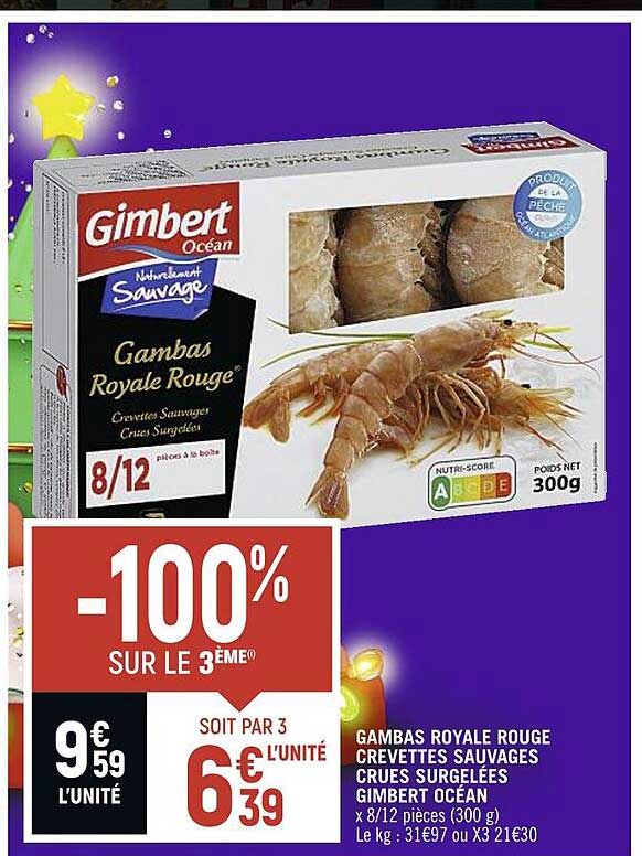 gambas royale rouge crevettes sauvages crues surgelées gimbert océan