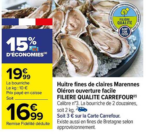 huître fines de claires marennes oléron ouverture facile filière qualité carrefour
