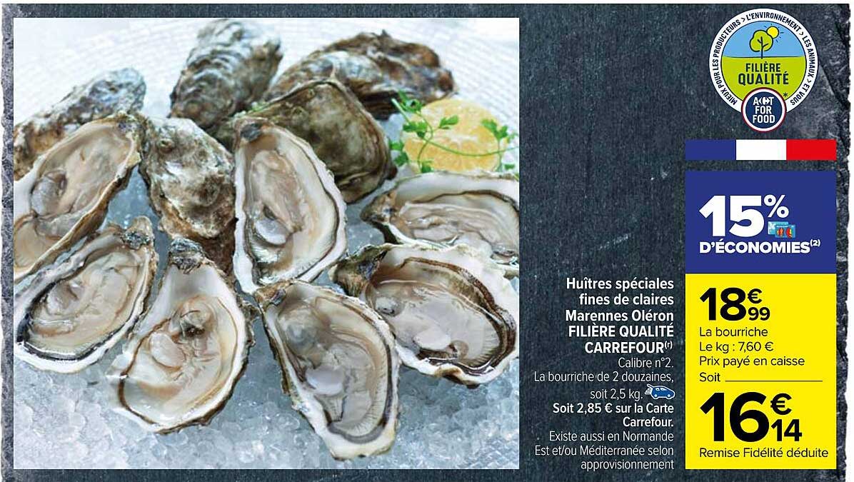 huîtres spéciales fines de claires marennes oléron filière qualité carrefour