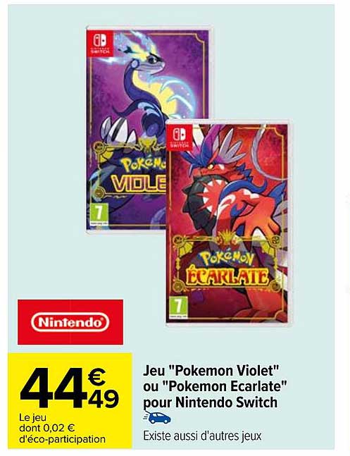 Jeu "pokémon Violet" Ou "pokémon écarlate" Pour Nintendo Switch
