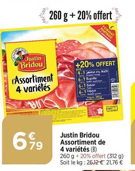 justin bridou assortiment de 4 variétés