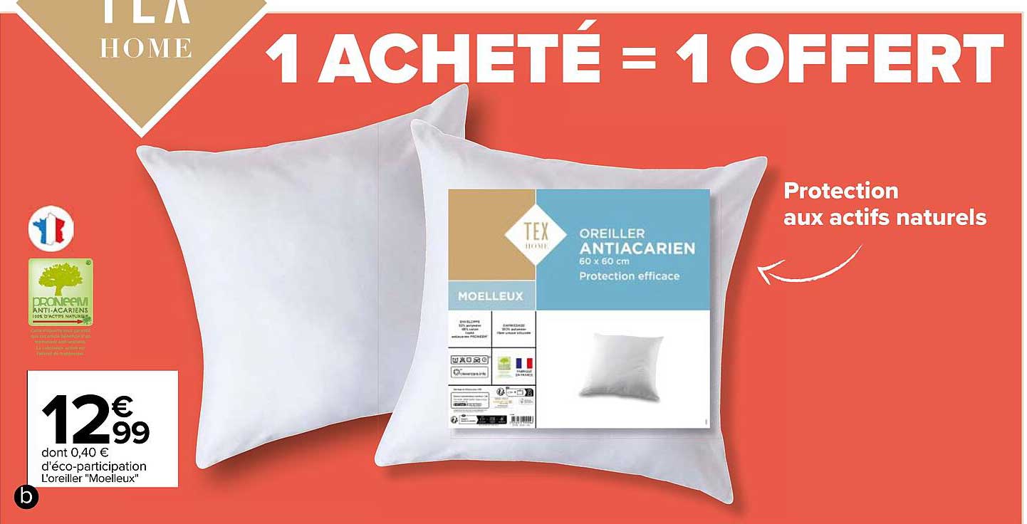 l'oreiller "moelleux" tex home