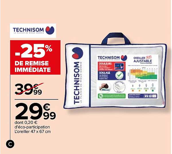 L'oreiller 47 X 67 Cm Technisom