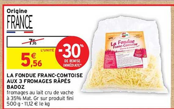 la fondue franc-comtoise aux 3 fromages râpés badoz