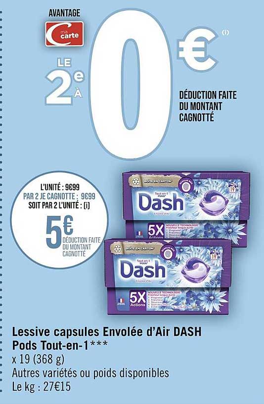 lessive capsules envolée d'air dash pods tout-en-1
