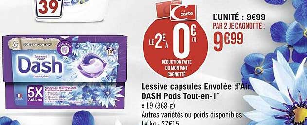 lessive capsules envolée d'air dash pods tout-en-1