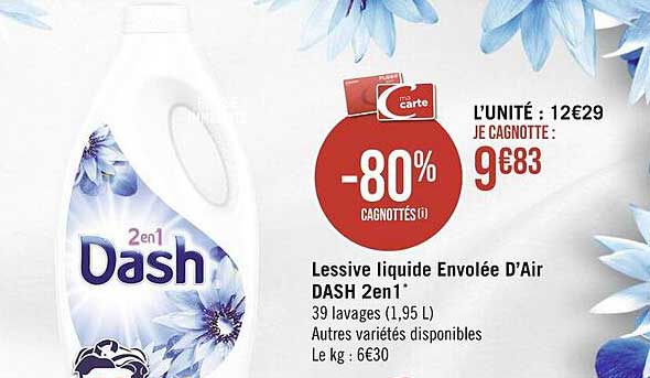 lessive liquide envolée d'air dash 2 en 1