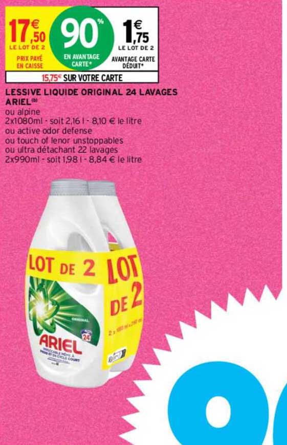 lessive liquide original 24 lavages ariel