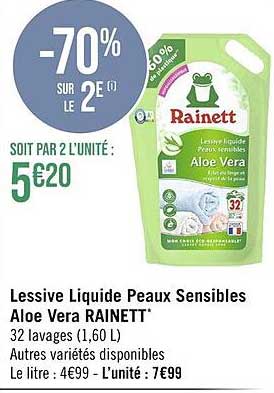 lessive liquide peaux sensibles aloe vera rainett