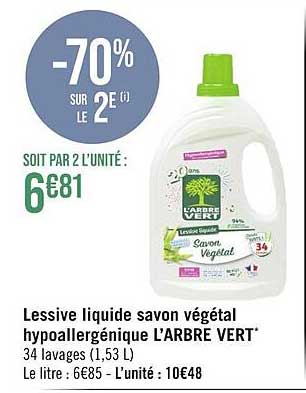 lessive liquide savon végétal hypoallergénique l'arbre vert