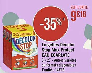 Lingettes Décolor Stop Max Protect Eau écarlate