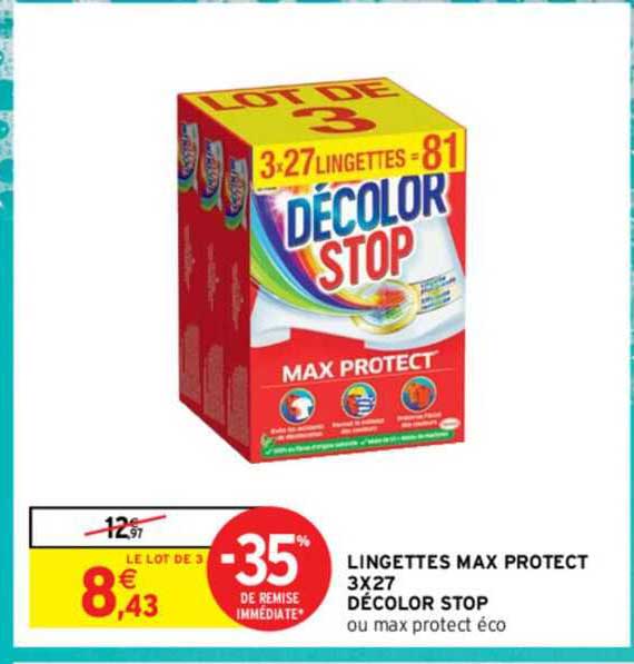 lingettes max protect 3 x 27 décolor stop