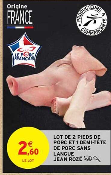lot de 2 pieds de porc et 1 demi-tête de porc sans langue jean rozé