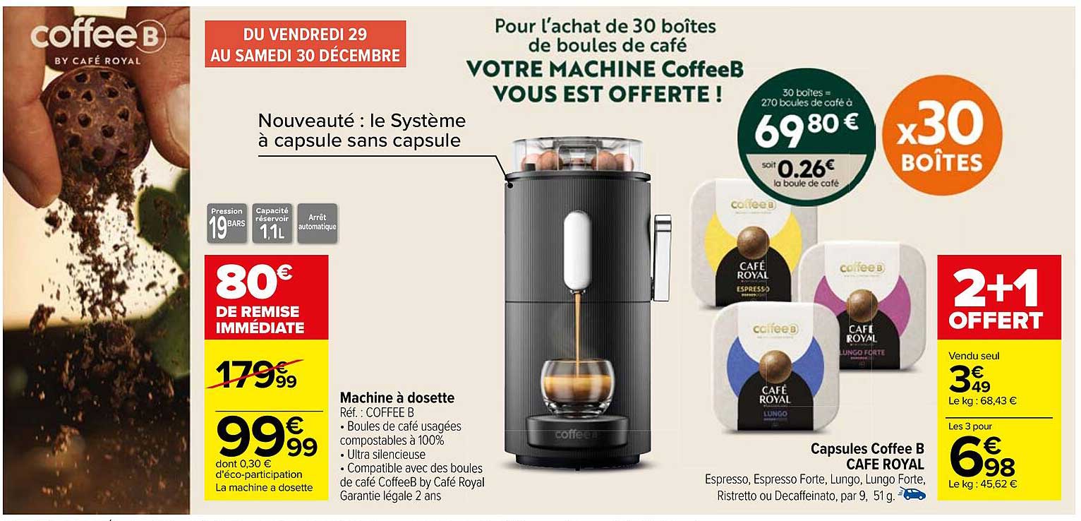 machine à dosette coffee b, capsules coffee b café royal