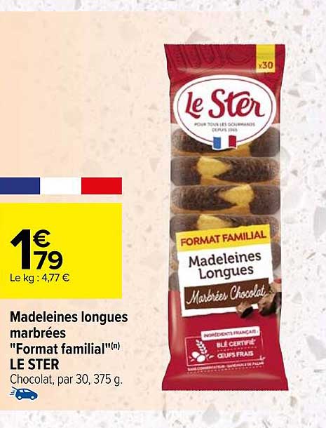 madeleines longues marbrées "format familial" le ster