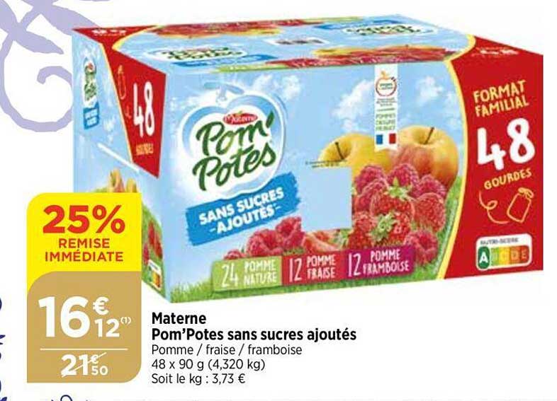 Materne Pom'potes Sans Sucres Ajoutés