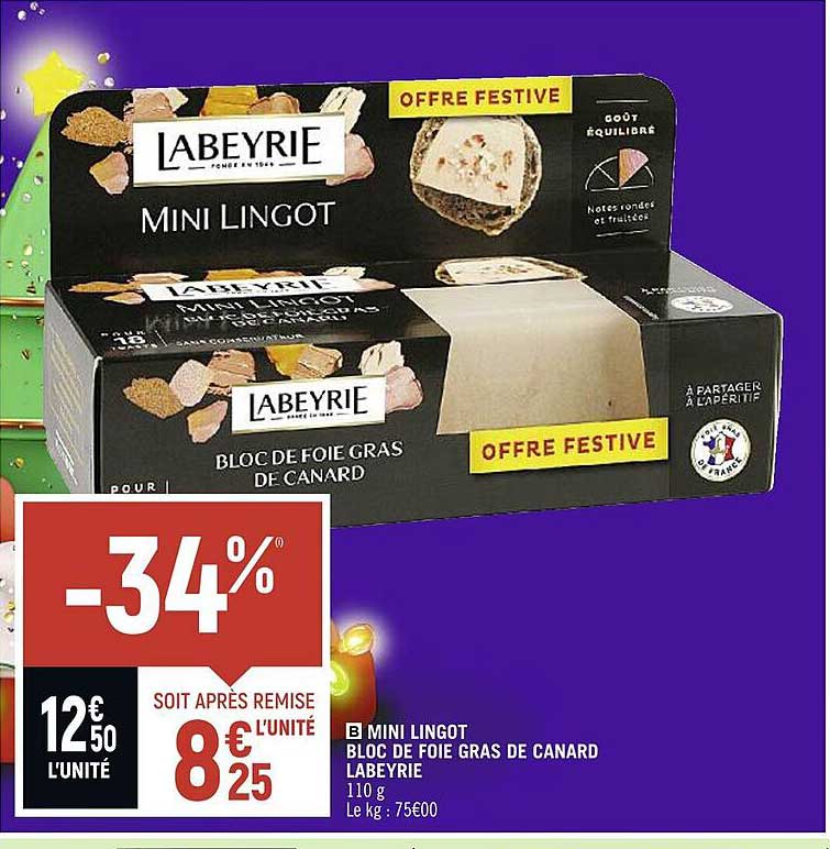 mini lingot bloc de foie gras de canard labeyrie