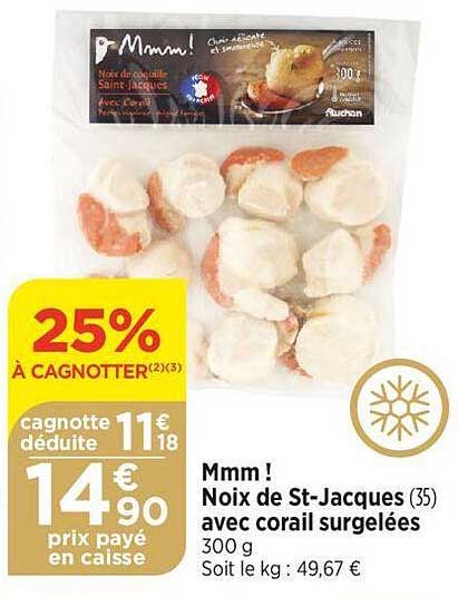 mmm ! noix de st-jacques avec corail surgelées