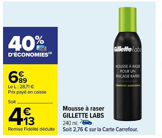 mousse à raser gillette labs