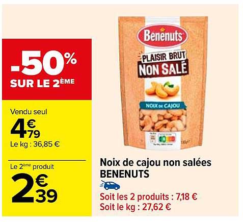 noix de cajou non salées bénénuts