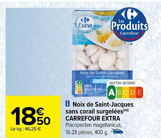 noix de saint-jacques sans corail surgelées carrefour extra