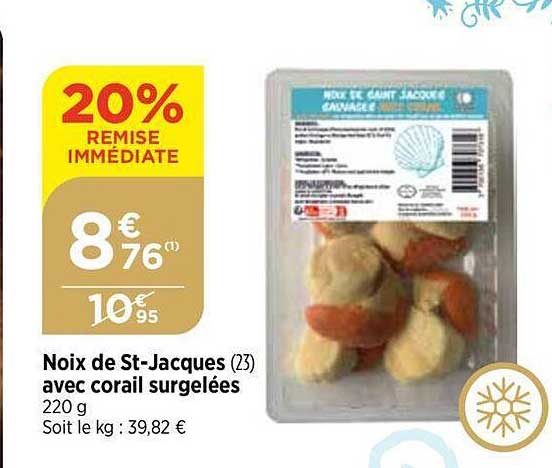 noix de st-jacques avec corail surgelées