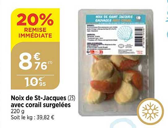 noix de st-jacques avec corail surgelées