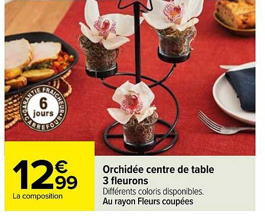 orchidée centre de table 3 fleurons