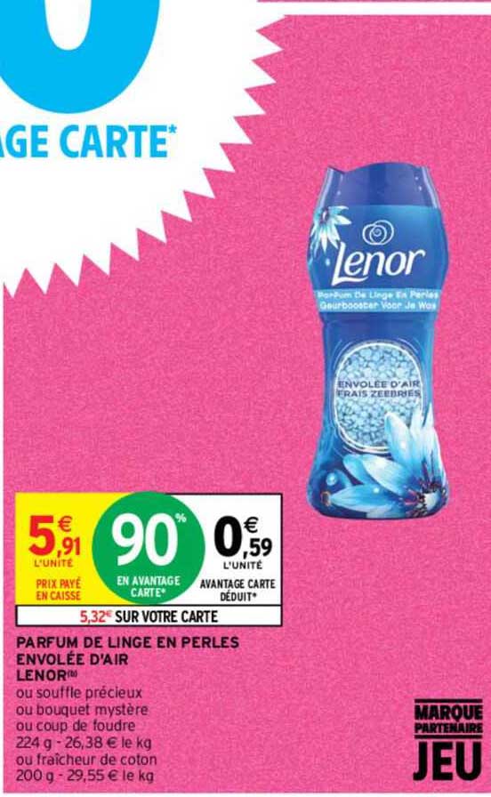 parfum de linge en perles envolée d'air lenor