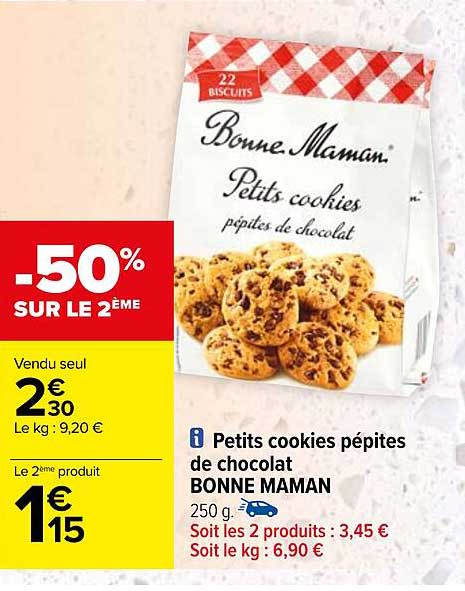 petits cookies pépites de chocolat bonne maman