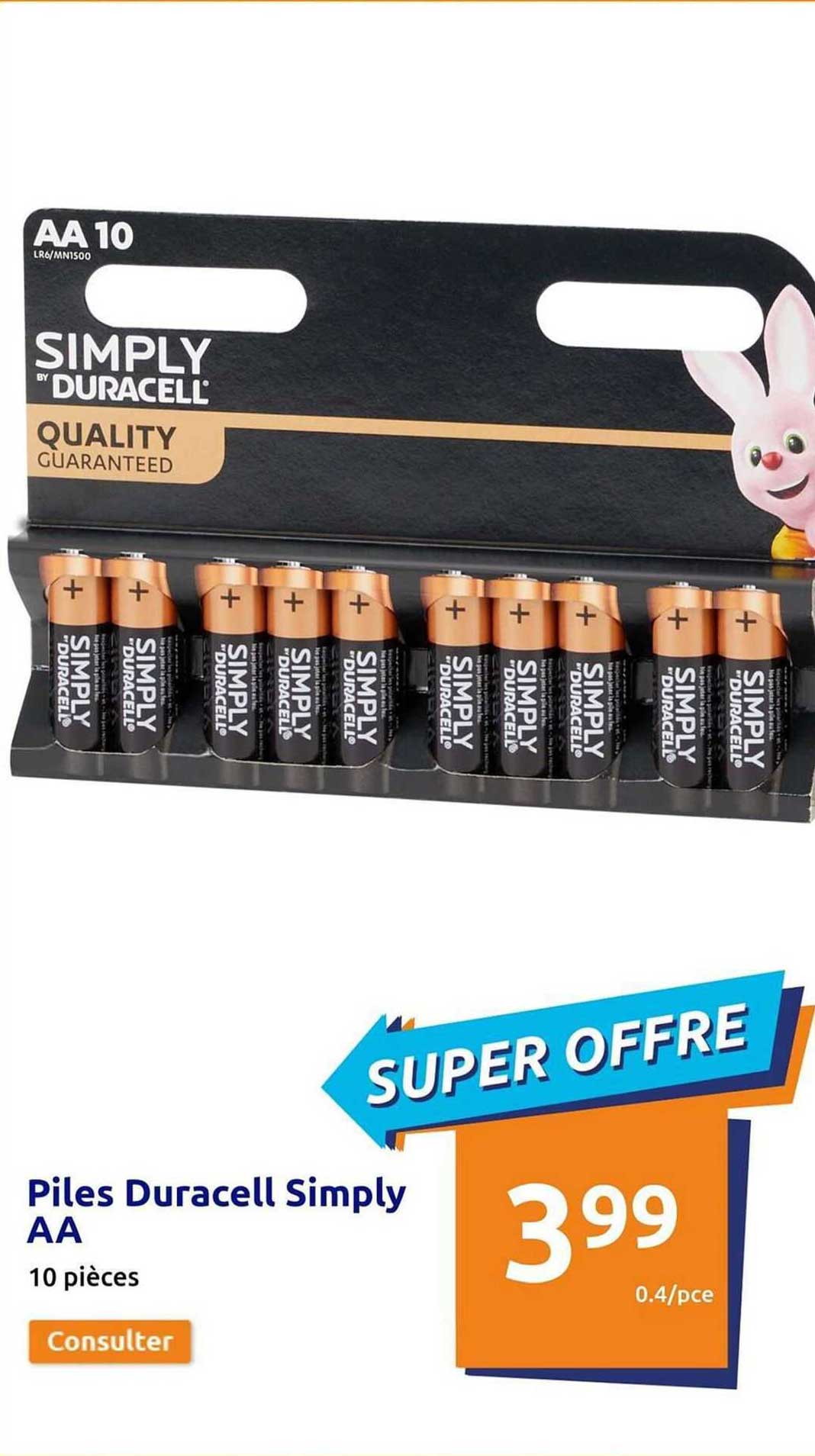 piles duracell simply aa