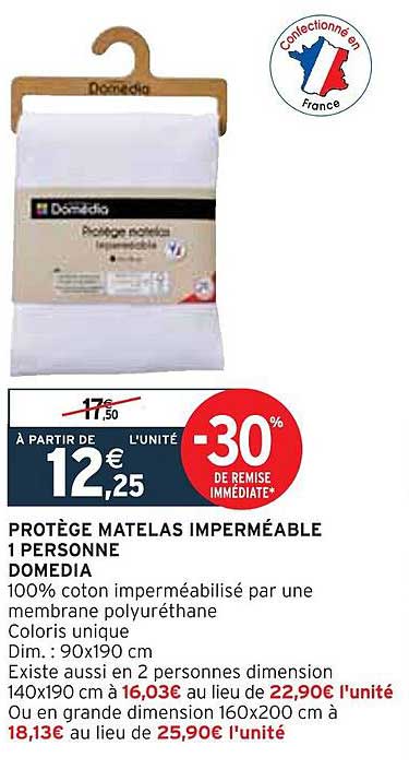 protège matelas imperméable 1 personne domédia