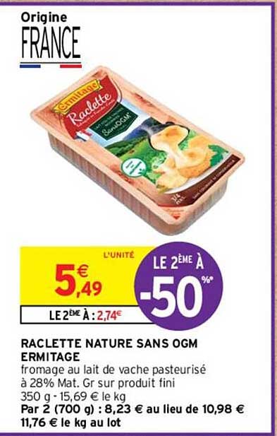 Raclette Nature Sans Ogm Ermitage