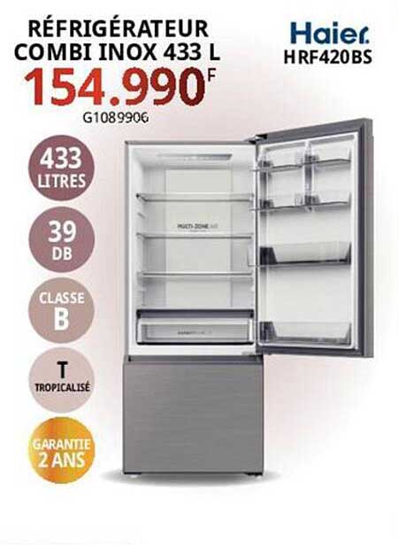 Réfrigérateur Combi Inox 433 L Haier