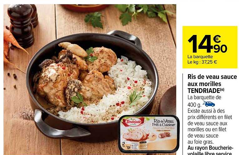 ris de veau sauce aux morilles tendriade