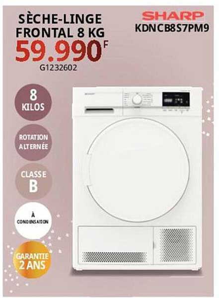 Sèche-linge Frontal 8kg Sharp