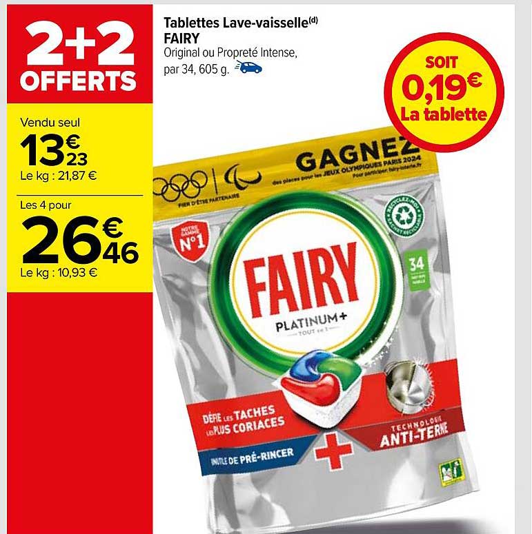 tablettes lave-vaisselle fairy