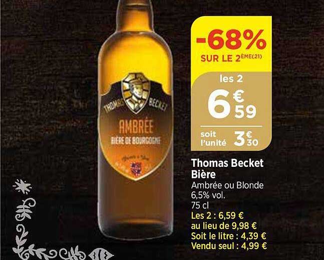 thomas becket bière ambrée ou blonde