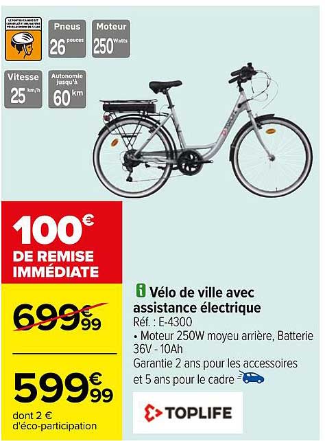 vélo de ville avec assistance électrique toplife