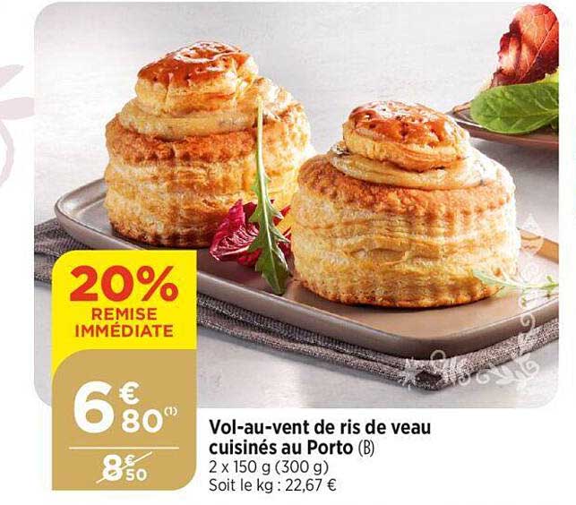 vol-au-vent de ris de veau cuisinés au porto