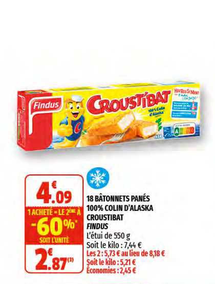 18 Bâtonnets Panés 100% Colin D'alaska Croustibat Findus