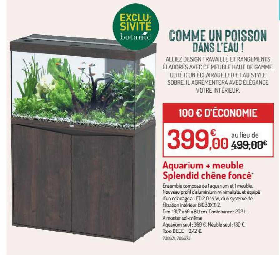 aquarium + meuble splendid chêne foncé