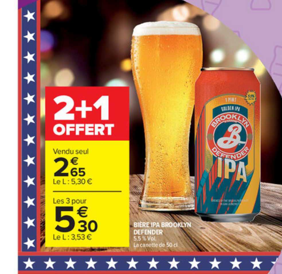 bière ipa brooklyn defender 2+1 offert