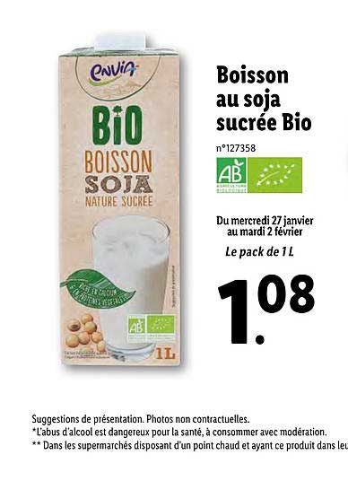 Boisson Au Soja Sucrée Bio Envia